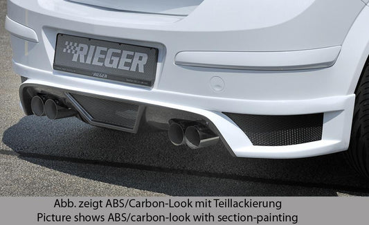 Opel Astra H Rieger Heckschürzenansatz  für Doppelendrohr li. u. re., ABS, für Fzg. mit OPC und ohne OPC, 
inkl. Montagezubehör, Alugitter