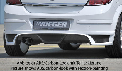 Opel Astra H Rieger Heckschürzenansatz  für Doppelendrohr li., ABS, für Fzg. mit OPC und ohne OPC, 
inkl. Montagezubehör, Alugitter