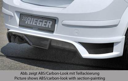 Opel Astra H Rieger Heckschürzenansatz  für Doppelendrohr li., ABS, für Fzg. mit OPC und ohne OPC, 
inkl. Montagezubehör, Alugitter