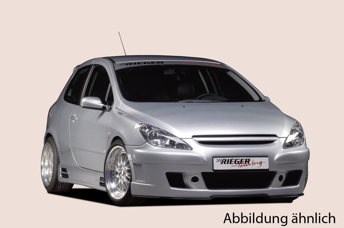 Peugeot 307 Rieger Spoilerstoßstange  mit integr. Kühlergrill, ohne Emblem, ABS, 
inkl. Alugitter, Gutachten, Montagezubehör