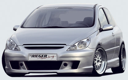 Peugeot 307 Rieger Spoilerstoßstange  mit integr. Kühlergrill, ohne Emblem, ABS, 
inkl. Alugitter, Gutachten, Montagezubehör