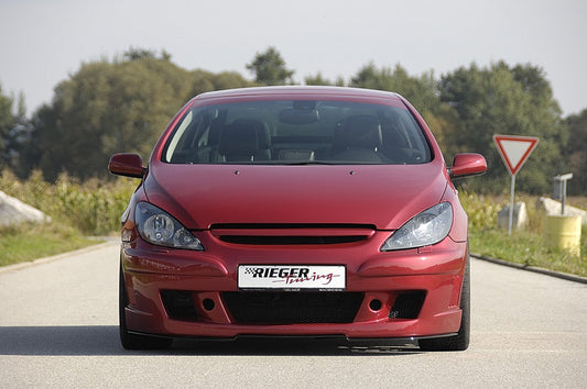 Peugeot 307 Rieger Spoilerstoßstange   52109/W  mit seitlichen Rippen, ABS, für Fzg. mit Scheinwerferreinigungsanlage, 
inkl. Alugitter, Gutachten, Montagezubehör