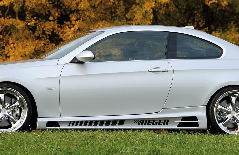 BMW 3er E92 Rieger Seitenschweller    rechts, mit Schacht und 2 Ausschnitten, ABS, 
inkl. Alugitter, Gutachten, Montagezubehör