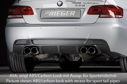 BMW 3er E92 Rieger Heckeinsatz Nur für 335i / 335d für orig. Endrohr li. u. re., ABS, für Fzg. mit M-Technik, 
inkl. Montagezubehör, Gutachten