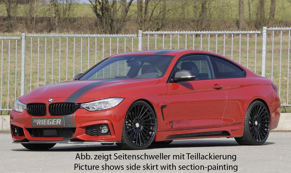 BMW 4er F32  (3C) Rieger Seitenschweller  links, mit Schacht, mit Ausschnitt, ABS, 
inkl. Montagezubehör, Alugitter, Gutachten