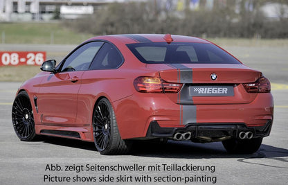 BMW 4er F32  (3C) Rieger Seitenschweller  links, mit Schacht, mit Ausschnitt, ABS, 
inkl. Montagezubehör, Alugitter, Gutachten