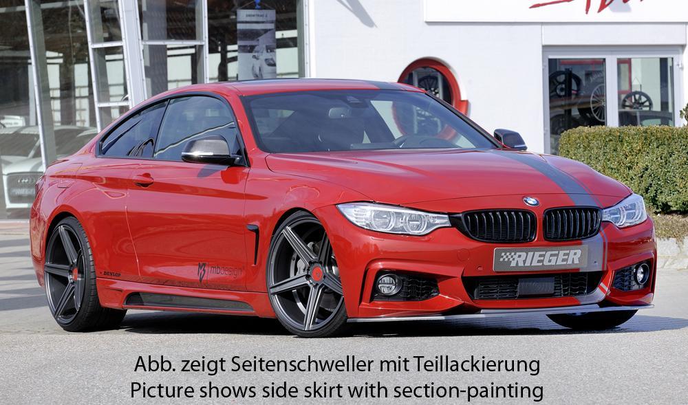 BMW 4er F32  (3C) Rieger Seitenschweller  links, mit Schacht, mit Ausschnitt, ABS, 
inkl. Montagezubehör, Alugitter, Gutachten