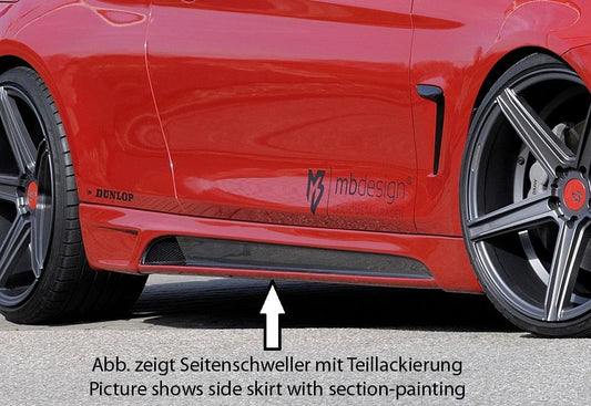 BMW 4er F32  (3C) Rieger Seitenschweller  rechts, mit Schacht, mit Ausschnitt, ABS, 
inkl. Montagezubehör, Alugitter, Gutachten