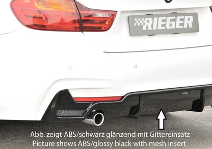 BMW 4er F32  (3C) Rieger Heckeinsatz nur für M-Paket-Heckschürze für orig. Endrohr li., ABS, für Fzg. mit M-Technik, 
inkl. Montagezubehör, Gutachten