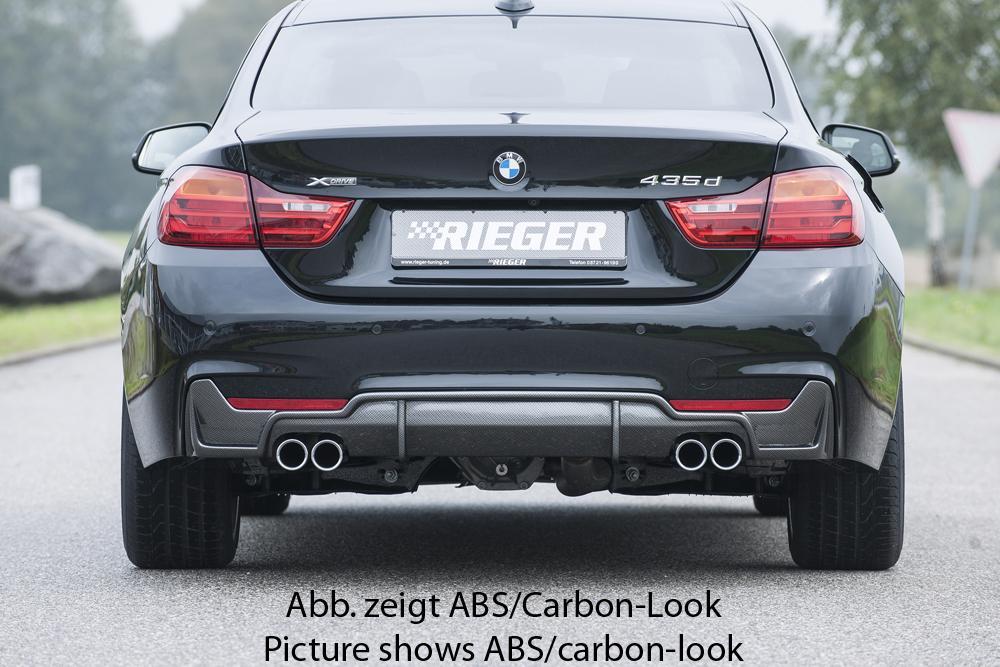 BMW 4er F32  (3C) Rieger Heckeinsatz nur für M-Paket-Heckschürze für Doppelendrohr li. u. re., (4x76mm ø), ABS, für Fzg. mit M-Technik, 
inkl. Montagezubehör, Gutachten