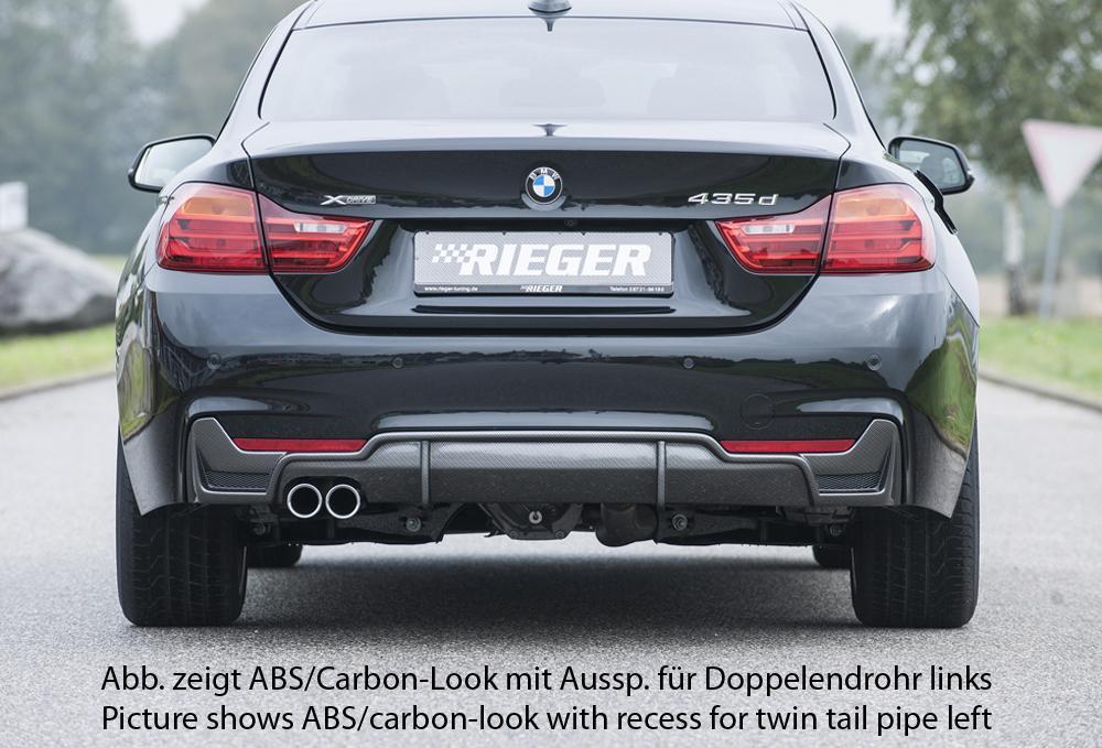 BMW 4er F32  (3C) Rieger Heckeinsatz nur für M-Paket-Heckschürze mit Gittereinsatz li./re., für orig. Endrohr li., ABS, für Fzg. mit M-Technik, 
inkl. Alugitter, Montagezubehör, Gutachten