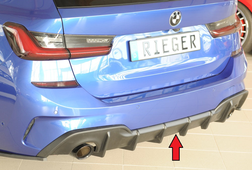 BMW 3er G21  (G3K) Rieger Heckeinsatz für orig. Endrohr li. u. re., (90mm ø), ABS, für Fzg. mit M-Sport-Paket, ohne Anhäng...