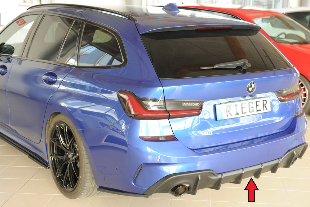 BMW 3er G21  (G3K) Rieger Heckeinsatz (für Fzg. mit AHK) für orig. Endrohr li. u. re., (90mm ø), ABS, für Fzg. mit M-Sport...