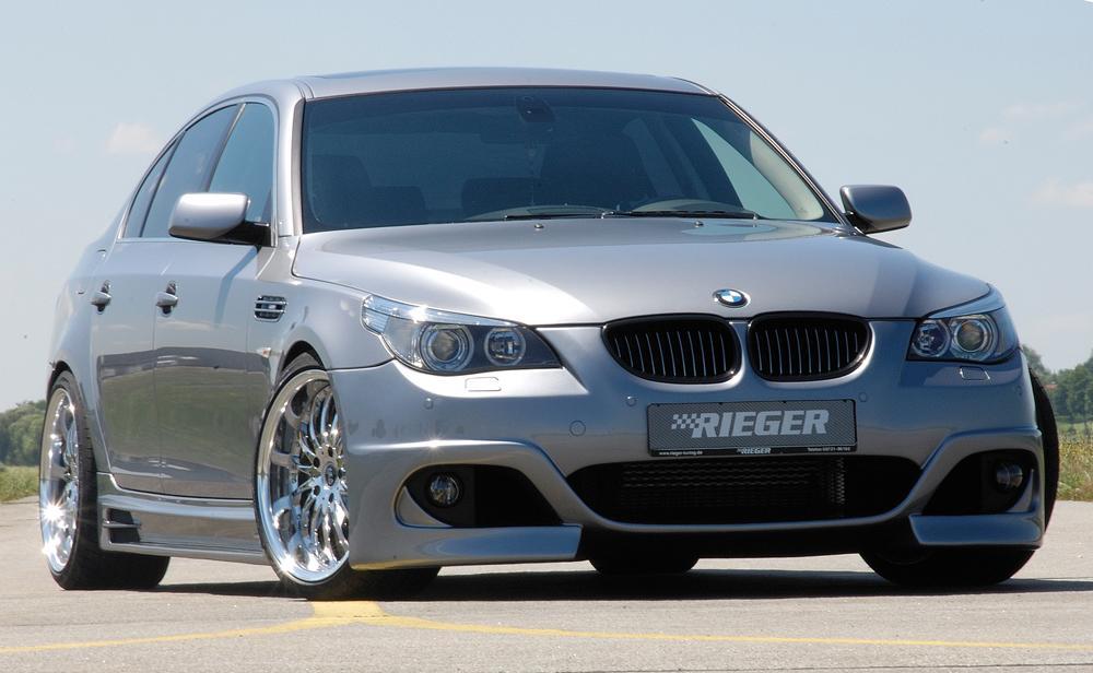 BMW 5er E60 Rieger Spoilerstoßstange (wie 53611) für Facelift 2008- ABS, für Fzg. mit Scheinwerferreinigungsanlage, Einparkhilfe (PDC), 
inkl. Alugitter, Montagezubehör