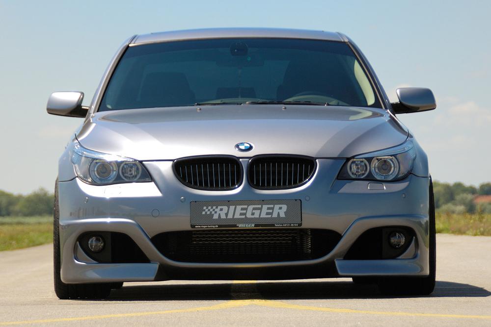 BMW 5er E60 Rieger Spoilerstoßstange (wie 53611) für Facelift 2008- ABS, für Fzg. mit Scheinwerferreinigungsanlage, Einparkhilfe (PDC), 
inkl. Alugitter, Montagezubehör