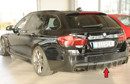 BMW 5er F10  (5L) Rieger Heckeinsatz (für Fzg. mit AHK) für orig. Endrohrblende li. u. re., (550i / 550i xDrive / M550d xD...