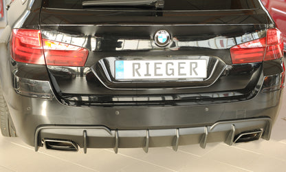 BMW 5er F10  (5L) Rieger Heckeinsatz (für Fzg. mit AHK) für orig. Endrohrblende li. u. re., (550i / 550i xDrive / M550d xD...