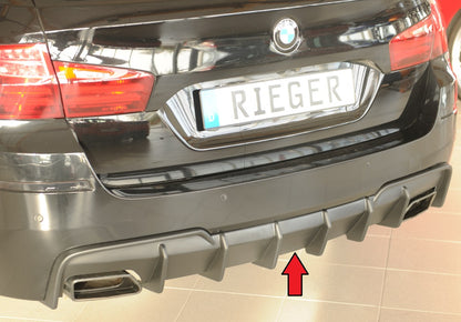 BMW 5er F10  (5L) Rieger Heckeinsatz (für Fzg. mit AHK) für orig. Endrohrblende li. u. re., (550i / 550i xDrive / M550d xD...