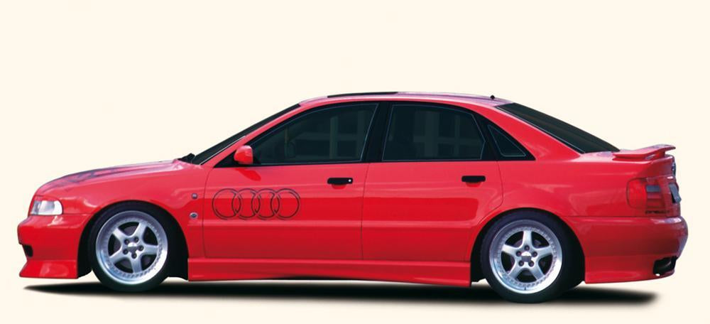 Audi A4 (B5) Rieger Seitenschweller  flache Version, links, ABS, 
inkl. Gutachten, Montagezubehör, Aluwinkelleisten