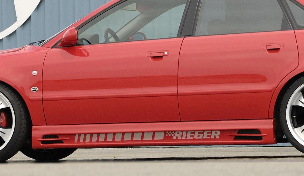 Audi A4 (B5) Rieger Seitenschweller  links, mit Schacht und 2 Ausschnitten, ABS, 
inkl. Alugitter, Gutachten, Montagezubehör