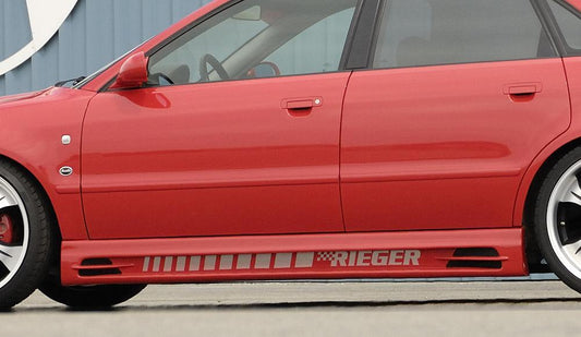 Audi A4 (B5) Rieger Seitenschweller  rechts, mit Schacht und 2 Ausschnitten, ABS, 
inkl. Alugitter, Gutachten, Montagezubehör