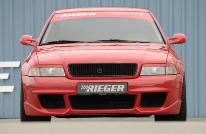 Audi A4 (B5) Rieger Spoilerstoßstange RS-Four-Look  mit kleiner Aussparung für Waschdüsen (48x40mm) ABS, für Fzg. mit Scheinwerferreinigungsanlage, 
inkl. Alugitter, Montagezubehör, ABE