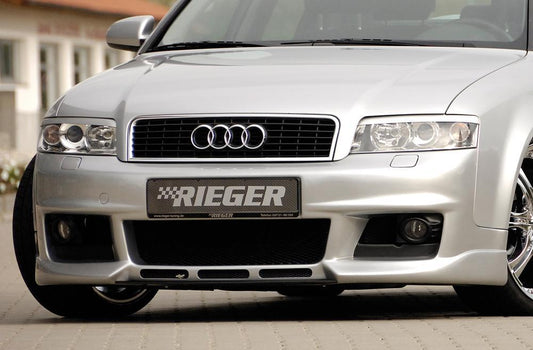 Audi A4 (8E) Typ B6 Rieger Spoilerstoßstange neues Design   mit 3 Lüftungsschlitzen mittig, ABS, für Fzg. mit Scheinwerferreinigungsanlage, 
inkl. Alugitter, Montagezubehör, ABE