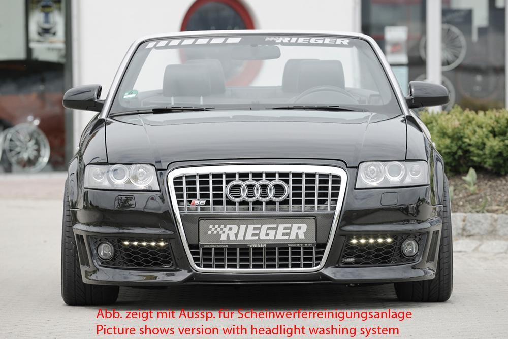 Audi A4 (8H) Rieger Spoilerstoßstange  mit seitlichen Lüftungsschlitzen, mit Halter f. orig. NSW, ABS, 
inkl. Montagezubehör, ABE