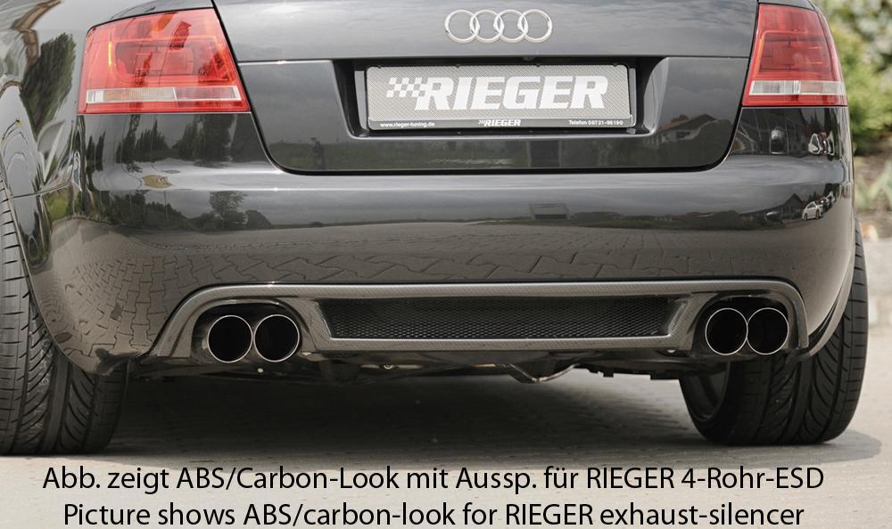 Audi A4 (8H) Rieger Heckeinsatz    für Sportendrohr li. u. re., (140x90mm oval), ABS, 
inkl. Alugitter, Montagezubehör, Gutachten