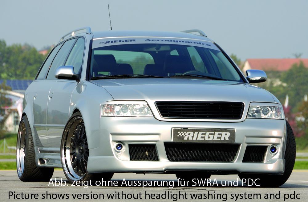 Audi A6 (4B) Rieger Spoilerstoßstange S6-Look  -> bis Bj. 2001, nicht für V8! ABS, für Fzg. mit Scheinwerferreinigungsanlage, 
inkl. Alugitter, Montagezubehör, ABE