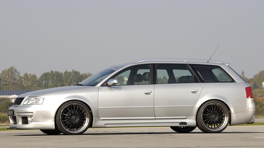 Audi A6 (4B) Rieger Seitenschweller   nicht für Allroad, nicht für V8-Modelle rechts, mit Schacht, mit Ausschnitt, ABS, 
inkl. Alugitter, Gutachten, Montagezubehör