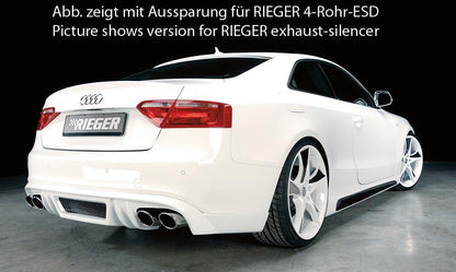 Audi A5 (B8/B81) Rieger Heckschürzenansatz  für orig. Endrohr li. u. re., ABS, für Fzg. mit S-Line Exterieur, 
inkl. Alugitter, Montagezubehör, Gutachten