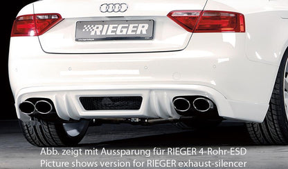 Audi A5 (B8/B81) Rieger Heckschürzenansatz  für orig. Endrohr li. u. re., ABS, für Fzg. mit S-Line Exterieur, 
inkl. Alugitter, Montagezubehör, Gutachten