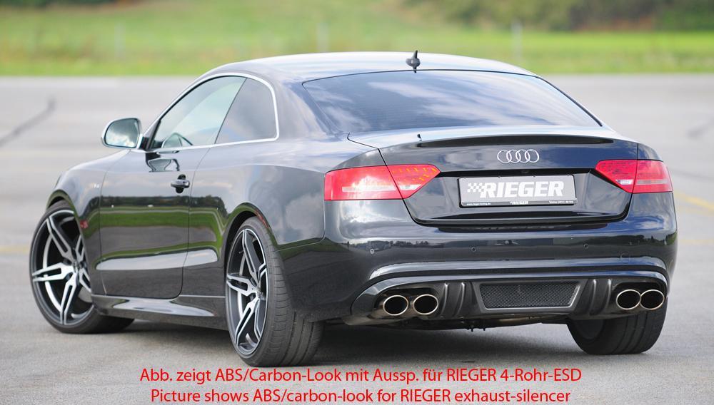 Audi A5 (B8/B81) Rieger Heckeinsatz  für orig. Doppelendrohr li, ABS, für Fzg. mit S-Line Exterieur, 
inkl. Alugitter, Montagezubehör, Gutachten