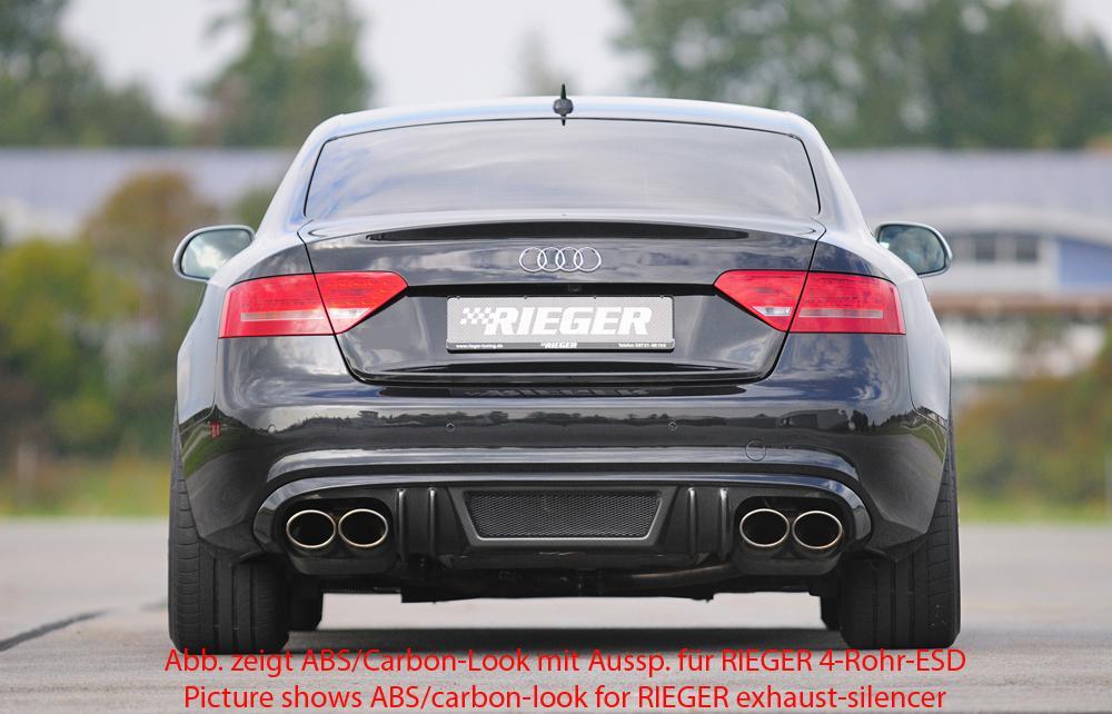 Audi A5 (B8/B81) Rieger Heckeinsatz  für orig. Doppelendrohr li, ABS, für Fzg. mit S-Line Exterieur, 
inkl. Alugitter, Montagezubehör, Gutachten