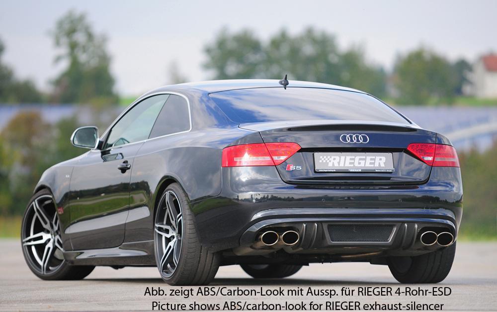 Audi A5 (B8/B81) Rieger Heckeinsatz  für orig. Endrohr li. u. re., ABS, für Fzg. mit S-Line Exterieur, 
inkl. Alugitter, Montagezubehör, Gutachten