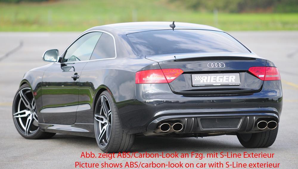 Audi A5 (B8/B81) Rieger Heckeinsatz  für Doppelendrohr li. u. re., (4x115x85mm oval), ABS, für Fzg. ohne S-Line Exterieur, 
inkl. Montagezubehör, Alugitter, Gutachten