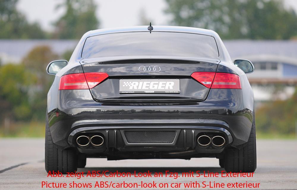 Audi A5 (B8/B81) Rieger Heckeinsatz  für Doppelendrohr li. u. re., (4x115x85mm oval), ABS, für Fzg. ohne S-Line Exterieur, 
inkl. Montagezubehör, Alugitter, Gutachten