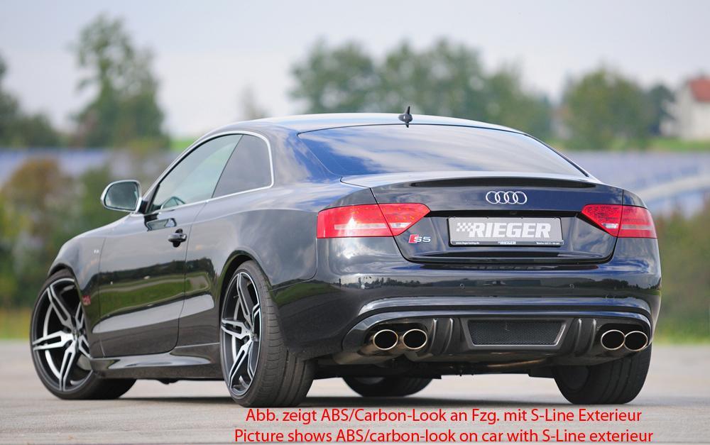 Audi A5 (B8/B81) Rieger Heckeinsatz  für Doppelendrohr li. u. re., (4x115x85mm oval), ABS, für Fzg. ohne S-Line Exterieur, 
inkl. Montagezubehör, Alugitter, Gutachten