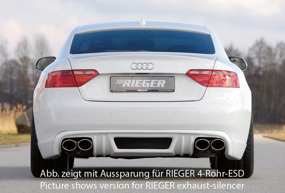 Audi A5 (B8/B81) Rieger Heckschürzenansatz  für orig. Endrohr li. u. re., ABS, für Fzg. ohne S-Line Exterieur, 
inkl. Alugitter, Montagezubehör, Gutachten