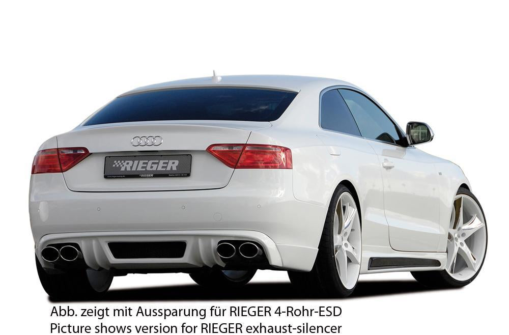 Audi A5 (B8/B81) Rieger Heckschürzenansatz  für orig. Endrohr li. u. re., ABS, für Fzg. ohne S-Line Exterieur, 
inkl. Alugitter, Montagezubehör, Gutachten