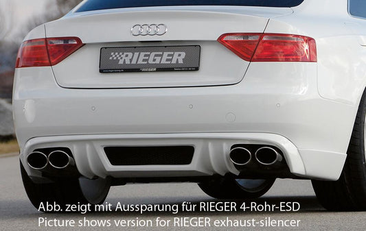 Audi A5 (B8/B81) Rieger Heckschürzenansatz  für orig. Endrohr li. u. re., ABS, für Fzg. ohne S-Line Exterieur, 
inkl. Alugitter, Montagezubehör, Gutachten