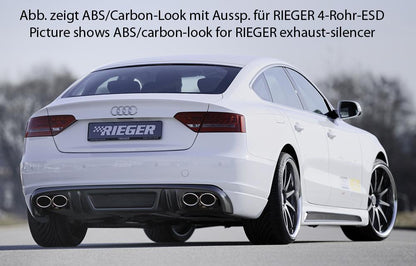 Audi A5 (B8/B81) Rieger Heckschürzenansatz  für orig. Endrohr li. u. re., ABS, für Fzg. ohne S-Line Exterieur, 
inkl. Alugitter, Montagezubehör, Gutachten