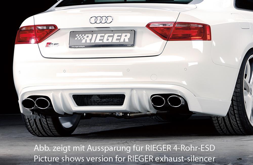 Audi A5 (B8/B81) Rieger Heckschürzenansatz  für orig. Endrohr li. u. re., ABS, für Fzg. mit S-Line Exterieur, 
inkl. Alugitter, Montagezubehör, Gutachten