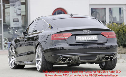 Audi A5 (B8/B81) Rieger Heckeinsatz  für orig. Doppelendrohr li, ABS, für Fzg. ohne S-Line Exterieur, 
inkl. Alugitter, Montagezubehör, Gutachten