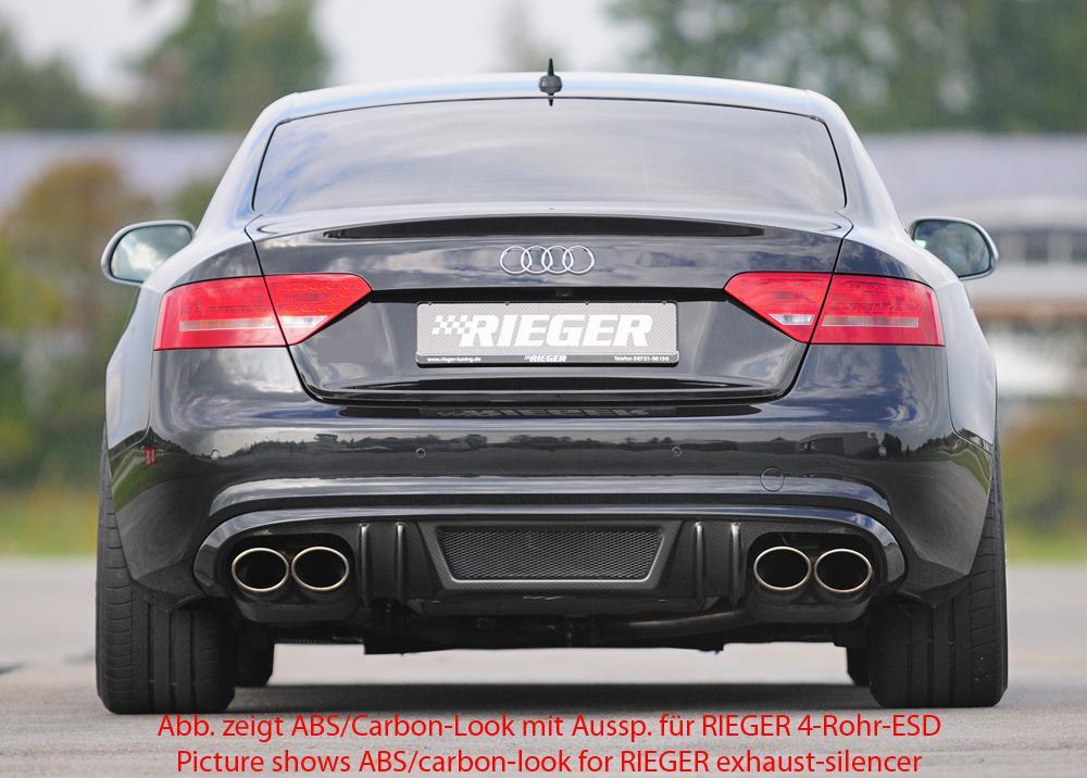 Audi A5 (B8/B81) Rieger Heckeinsatz  für orig. Doppelendrohr li, ABS, für Fzg. mit S-Line Exterieur, 
inkl. Alugitter, Montagezubehör, Gutachten