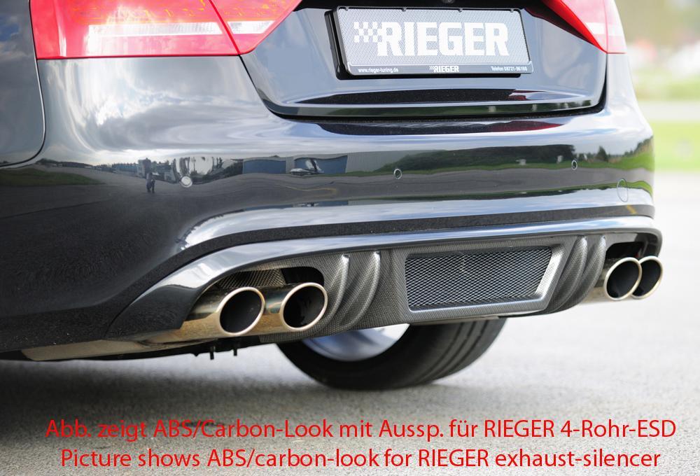 Audi A5 (B8/B81) Rieger Heckeinsatz  für orig. Doppelendrohr li, ABS, für Fzg. mit S-Line Exterieur, 
inkl. Alugitter, Montagezubehör, Gutachten