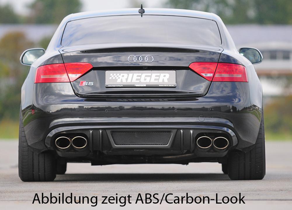 Audi A5 (B8/B81) Rieger Heckeinsatz  für Doppelendrohr li. u. re., (4x115x85mm oval), ABS, für Fzg. mit S-Line Exterieur, 
inkl. Alugitter, Montagezubehör, Gutachten