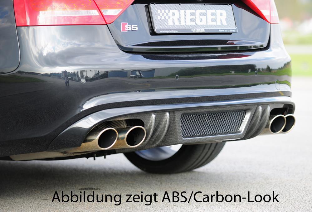 Audi A5 (B8/B81) Rieger Heckeinsatz  für Doppelendrohr li. u. re., (4x115x85mm oval), ABS, für Fzg. mit S-Line Exterieur, 
inkl. Alugitter, Montagezubehör, Gutachten