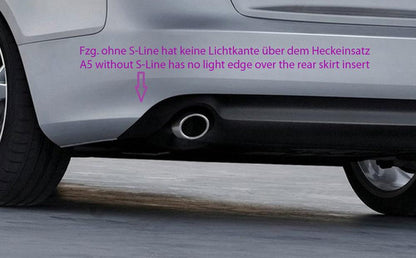 Audi A5 (B8/B81) Rieger Heckeinsatz  für Doppelendrohr li. u. re., (4x115x85mm oval), ABS, für Fzg. mit S-Line Exterieur, 
inkl. Alugitter, Montagezubehör, Gutachten